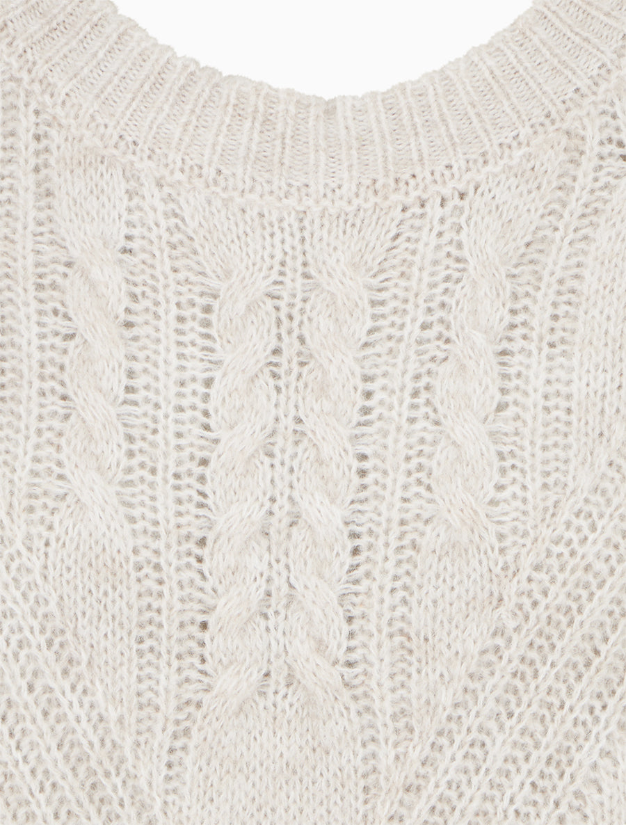 Pull droit en laine mélangée et col rond - Beige - 3