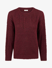 Pull droit en laine mélangée et col rond - Bordeaux - 1