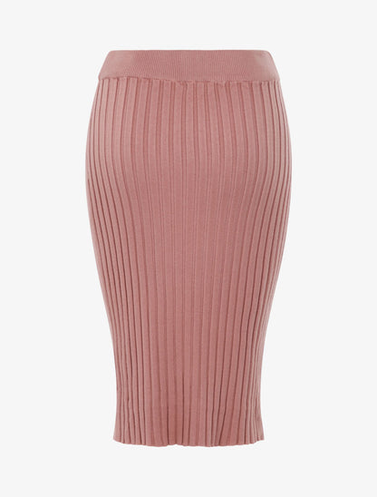 Jupe droite côtelée basique - Rose - 3