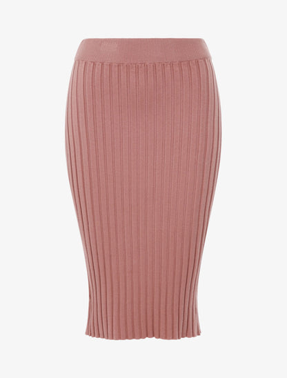 Jupe droite côtelée basique - Rose - 2