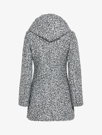 Manteau à capuche et zip effet laine bouclée - Gris clair - 2