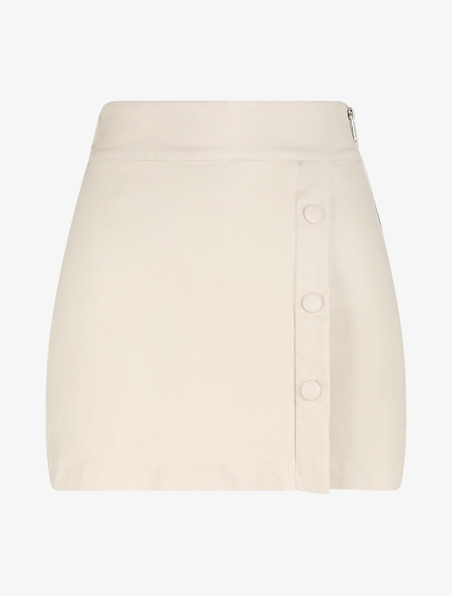 Jupe-short à taille haute enduit - Beige - 1