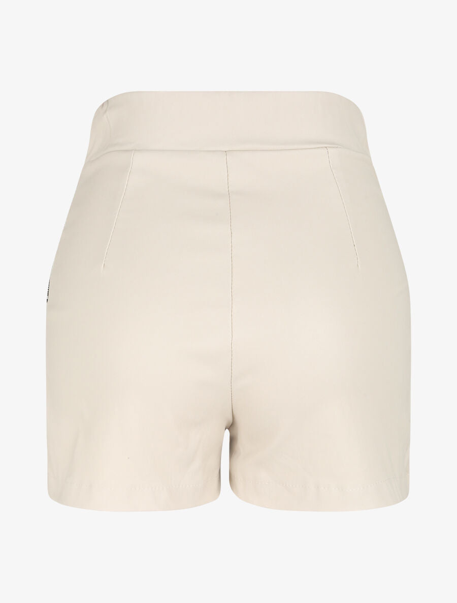 Jupe-short à taille haute enduit - Beige - 2