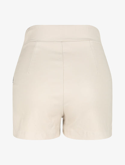 Jupe-short à taille haute enduit - Beige - 2