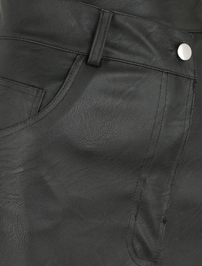 Jupe portefeuille en simili - Noir - 3