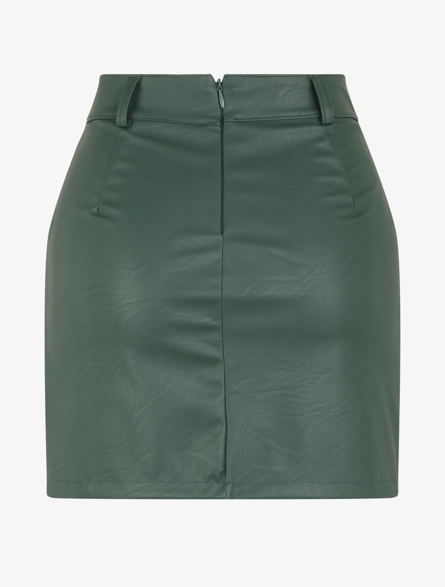 Jupe portefeuille en simili - Vert - 2
