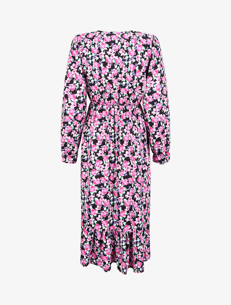 Robe taille empire à motif fleuri - Noir - 2