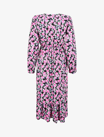 Robe taille empire à motif fleuri - Noir - 2