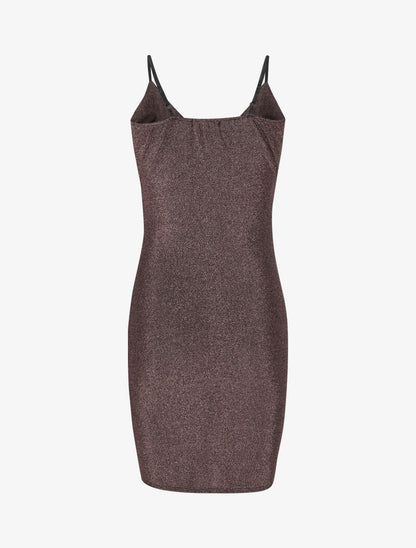 Robe irisée et drapée à fines bretelles - Rose - 2