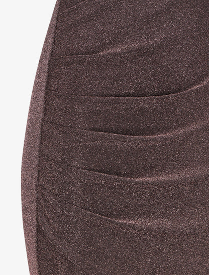 Robe irisée et drapée à fines bretelles - Rose - 3