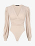 Body drapé à col cache-coeur - Beige - 1