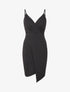 Robe cache-coeur asymétrique à fines bretelles - Noir - 1