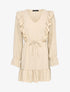 Robe patineuse à épaules et bords volantés - Beige - 1