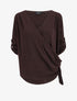 Pull cache-coeur à manches retroussables - Marron - 1