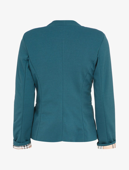 Veste à manches à revers imprimé carreaux - Bleu canard - 2