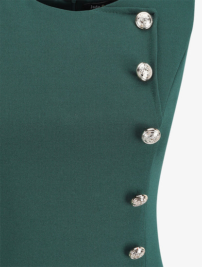 Robe stretch à boutons stylisés - Vert - 3