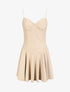 Robe volantée en simili à fines bretelles - Beige - 1