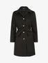 Manteau mi-long à poches plaquées décoratives - Noir - 1