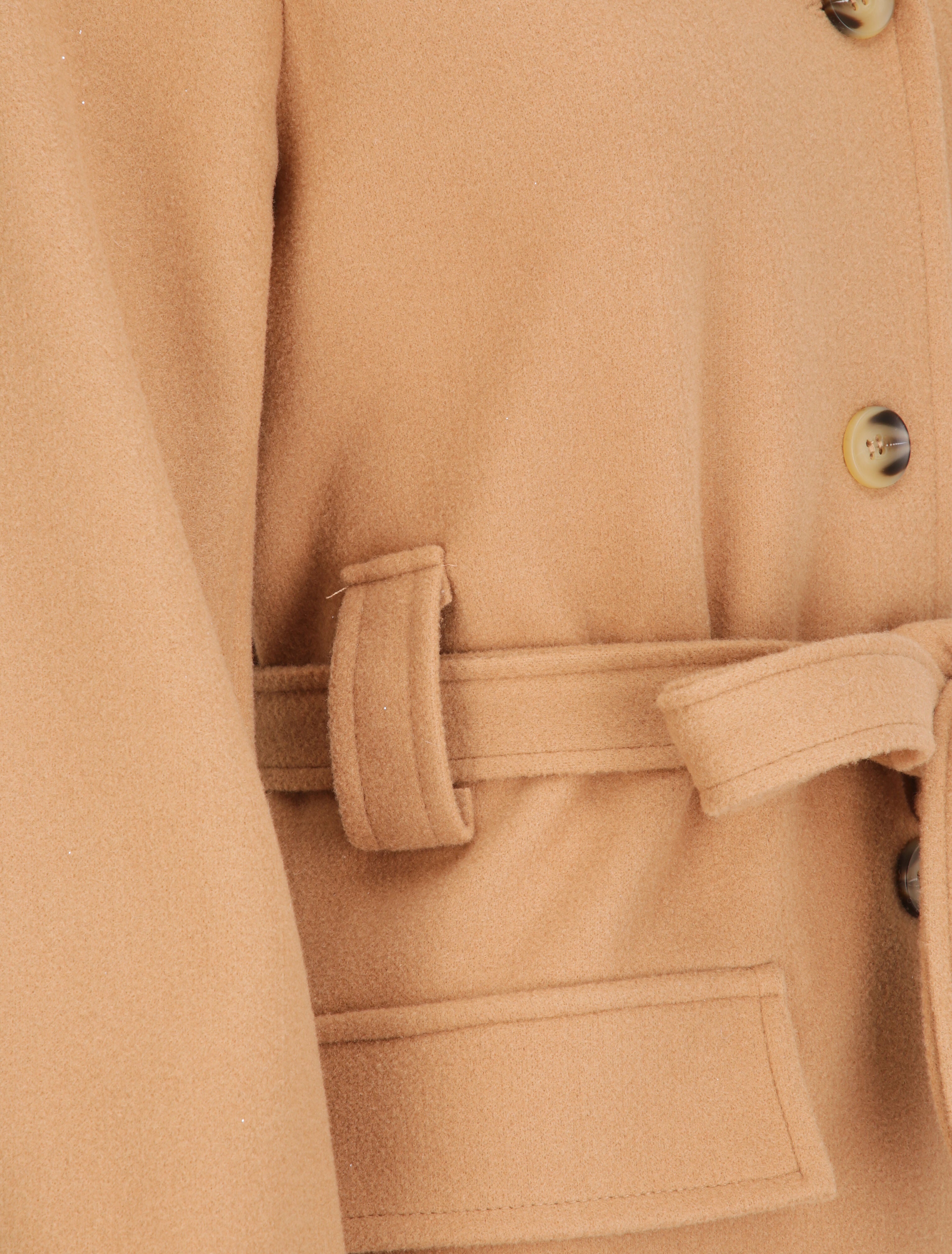 Manteau mi-long à poches plaquées décoratives - Camel - 3