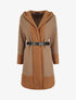 Manteau à capuche et détail laine bouclée - Camel - 1