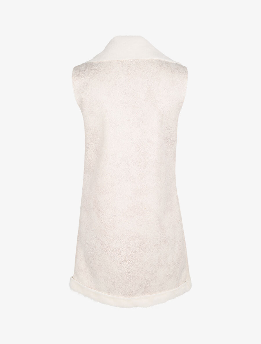 Veste sans manches style peau lainée - Blanc - 2