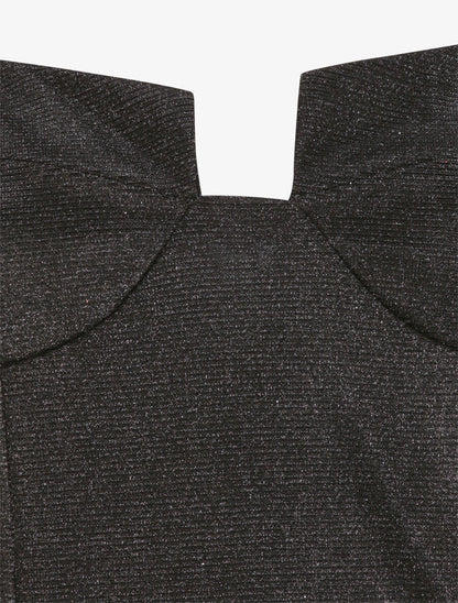Robe fourreau pailletée à col bustier - Noir - 3