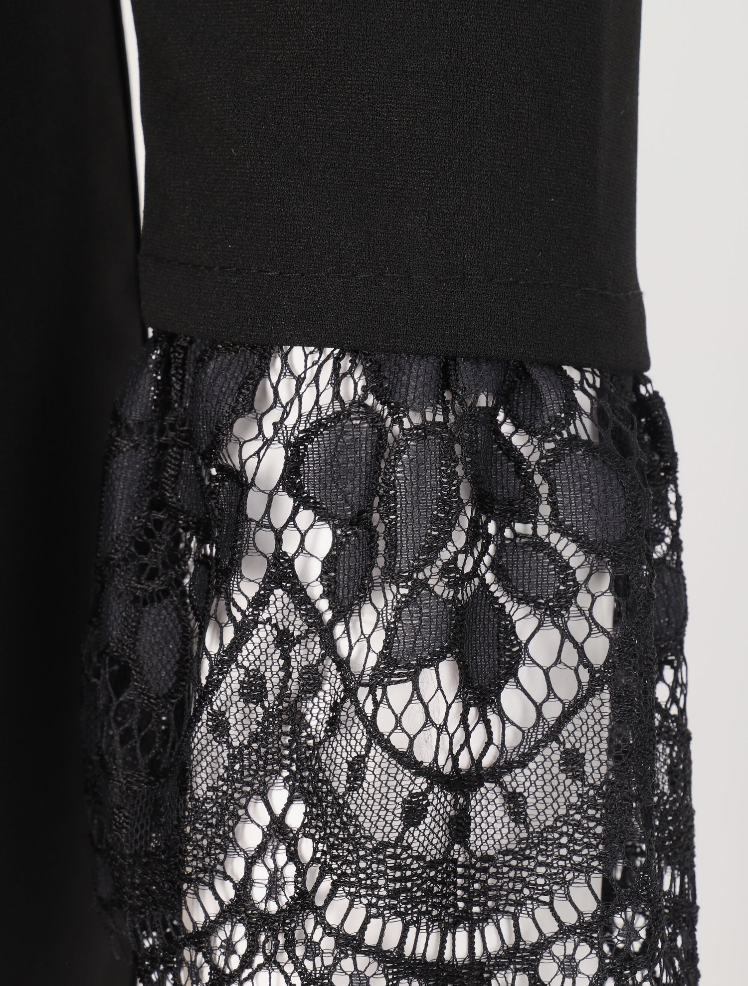 Robe à col carré et bords en dentelle - Noir - 3