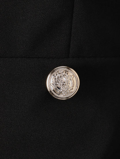 Robe à col carré et bords en dentelle - Noir - 4
