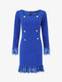 Robe à col carré et bords en dentelle - Bleu électrique - 1
