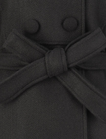 Manteau long à pans croisés et capuche - Noir - 3