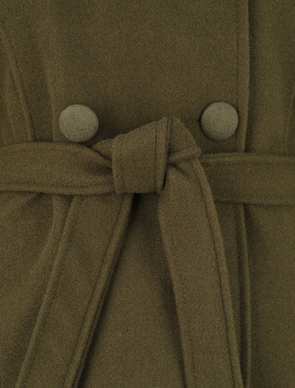 Manteau long à pans croisés et capuche - Kaki - 3