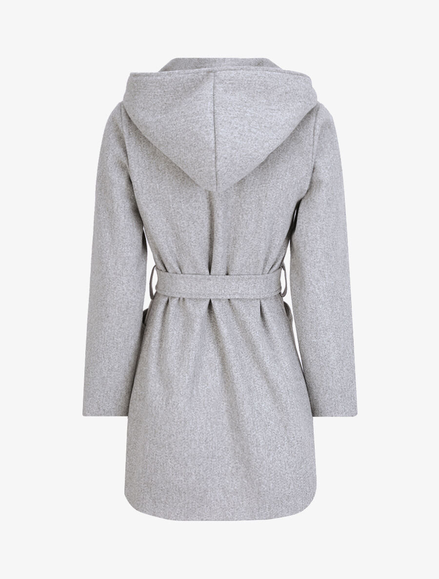 Manteau mi-long à capuche - Gris clair - 2