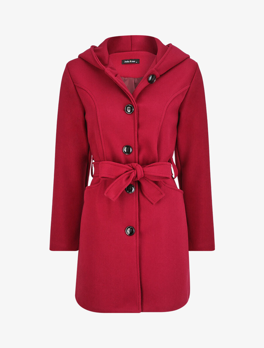 Manteau mi-long à capuche - Bordeaux - 4