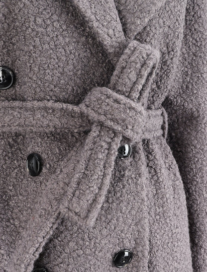 Manteau long en maille bouclette - Gris - 3