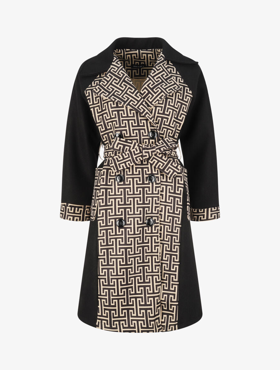 Manteau à motif grec - Noir - 1