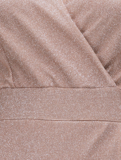 Robe longue empire à paillettes - Rose poudré - 3