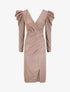 Robe drapée à manches gigot et paillettes - Rose poudré - 1