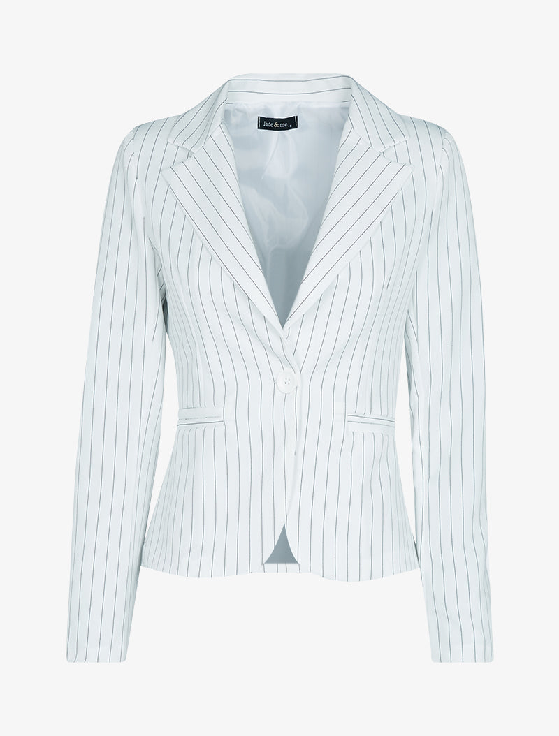 Blazer cintré à rayures - Blanc - 1