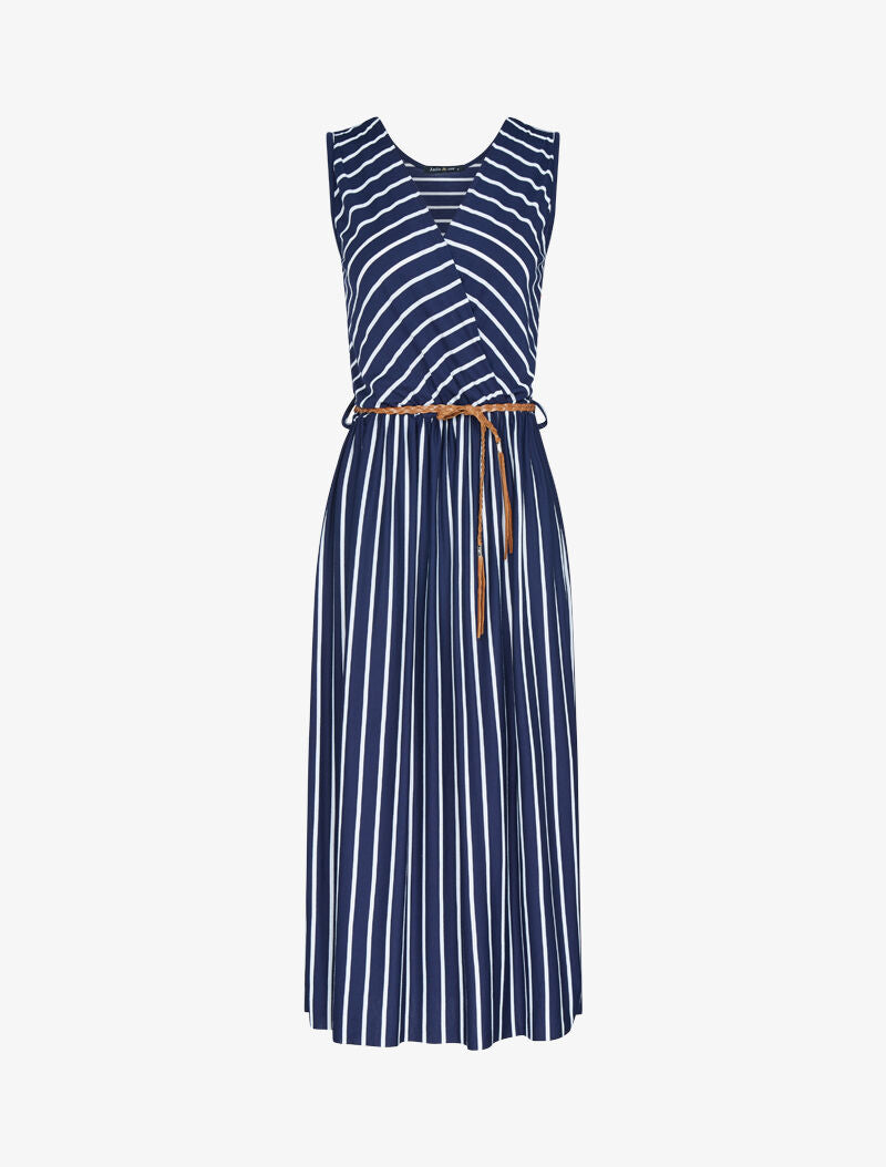 Robe longue à imprimé style marinière - Marine - 1