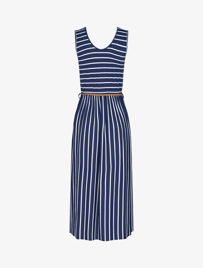 Robe longue à imprimé style marinière - Marine - 2