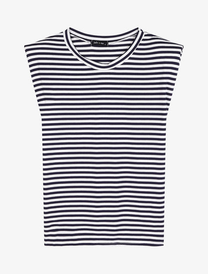 Top marinière à épaulettes - Marine - 1