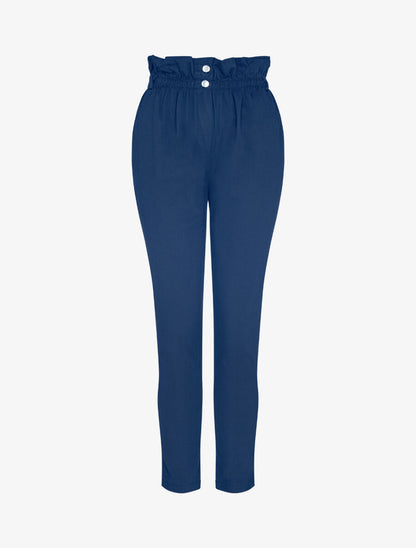 Pantalon uni coupe carotte - Marine - 1