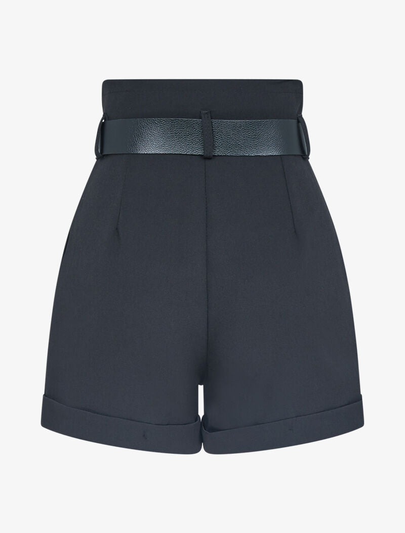 Short taille haute ceinturé - Noir - 2