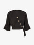 Blouse courte cache coeur à nouer - Noir - 1