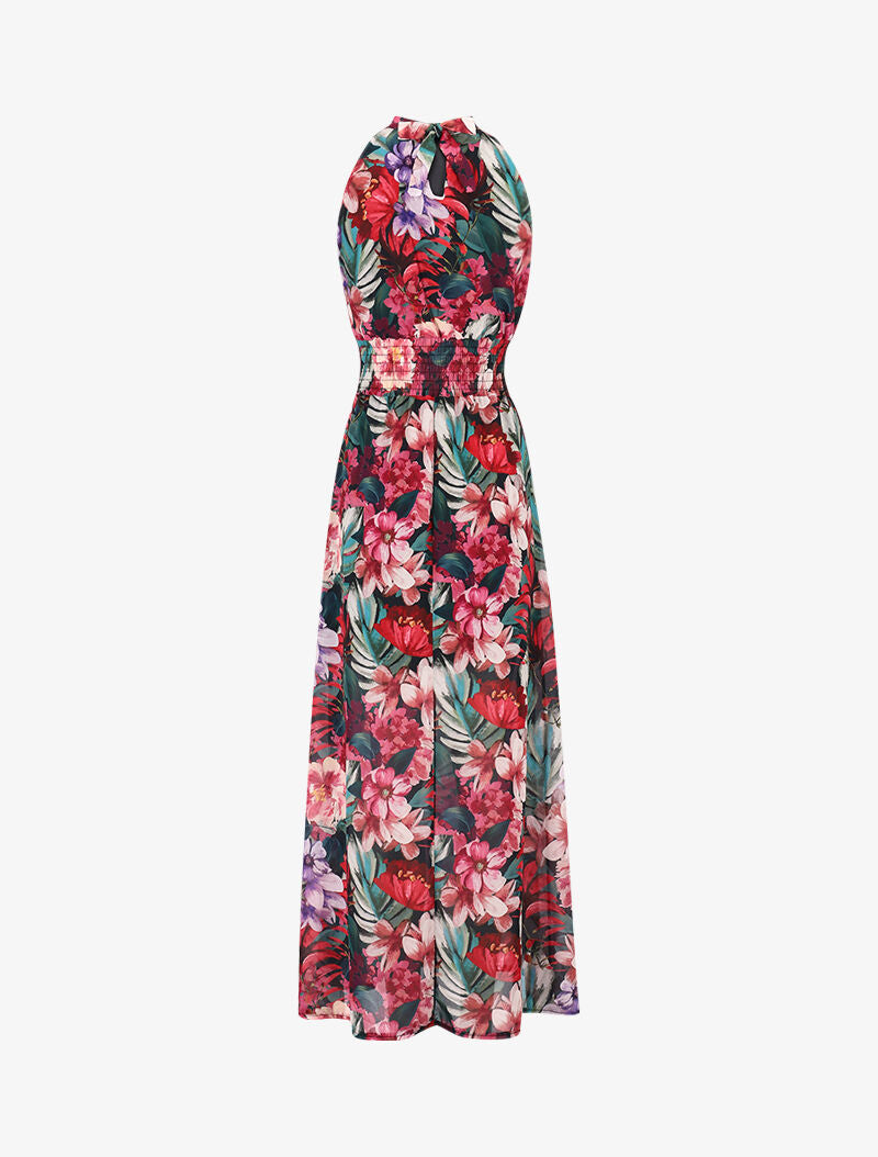 Robe longue ajourée à imprimés - Noir - 2