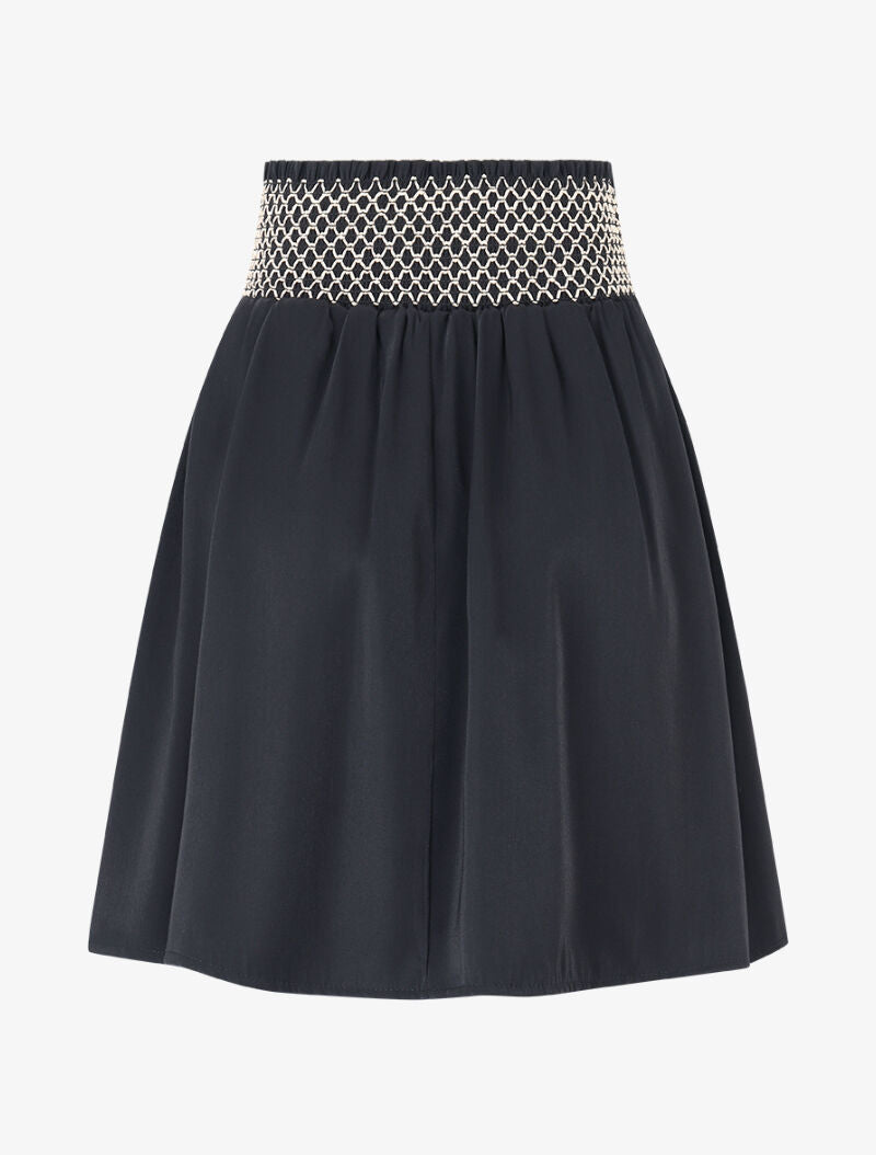 Jupe irisée à taille brodée - Noir - 2