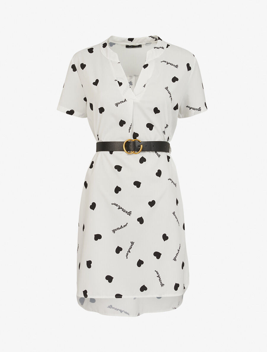 Robe trapèze à imprimés coeurs - Noir/blanc - 1