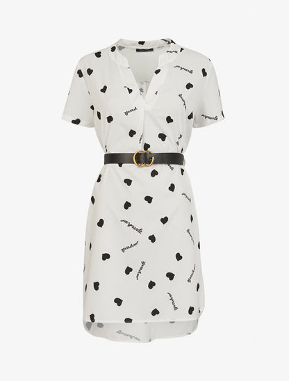 Robe trapèze à imprimés coeurs - Noir/blanc - 1