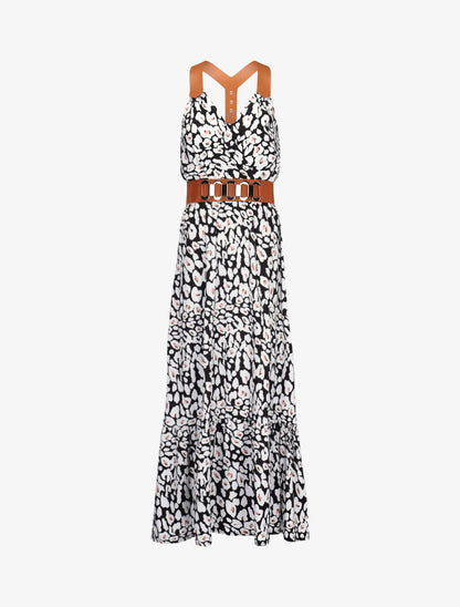 Robe à bretelles style sangles en simili - Noir - 1