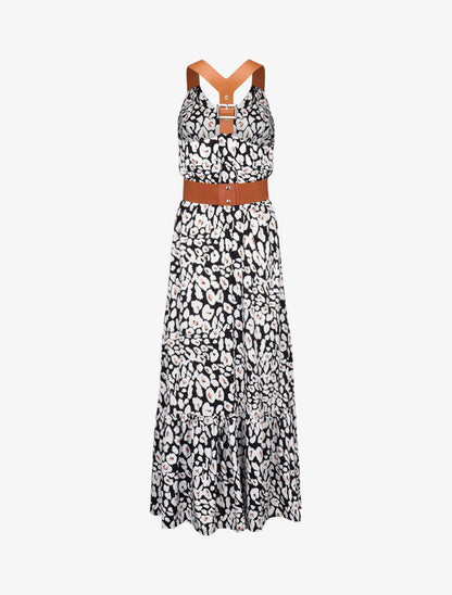 Robe à bretelles style sangles en simili - Noir - 2